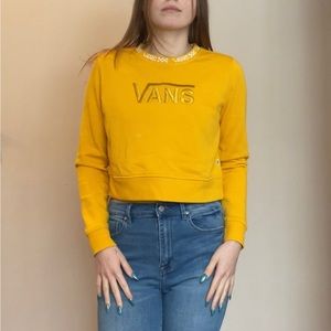 Cropped gold thick cotton Vans sweatshir
